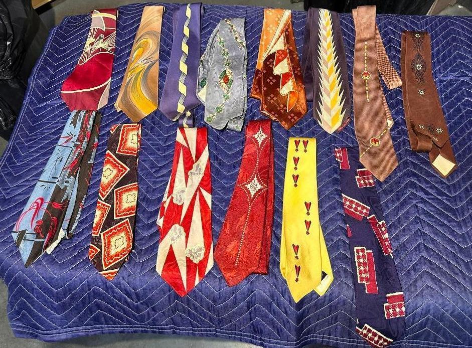 Lot of 14 Assorted Design Neck Ties - Some Silk