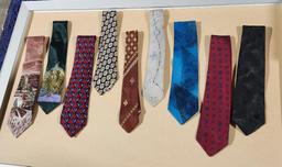 Lot of 9 Assorted Design Neck Ties - Louis Vuitton Included
