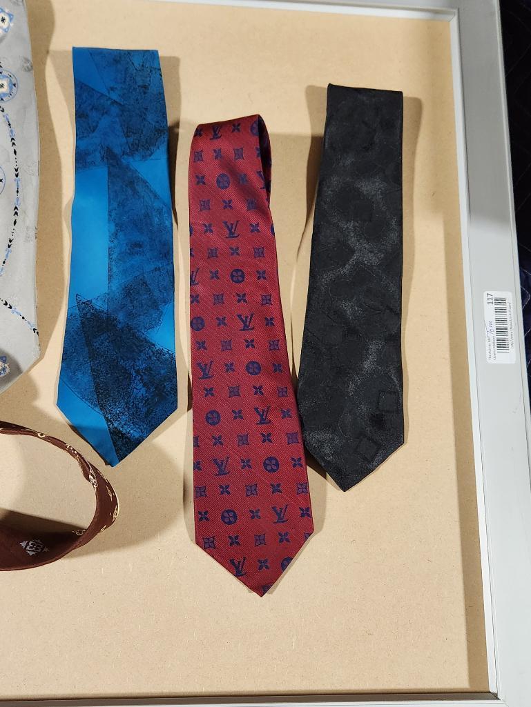 Lot of 9 Assorted Design Neck Ties - Louis Vuitton Included