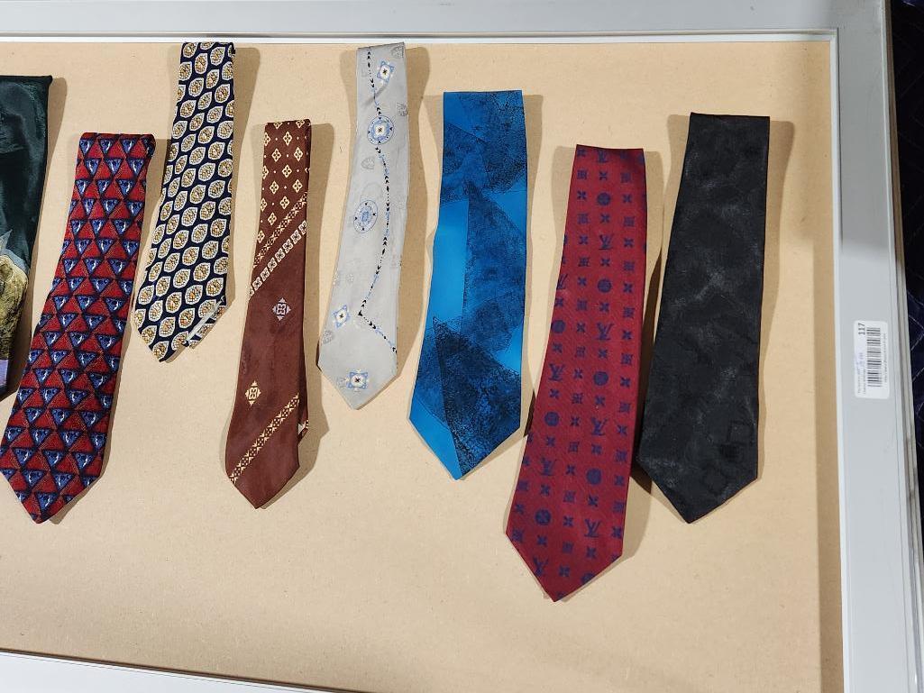 Lot of 9 Assorted Design Neck Ties - Louis Vuitton Included