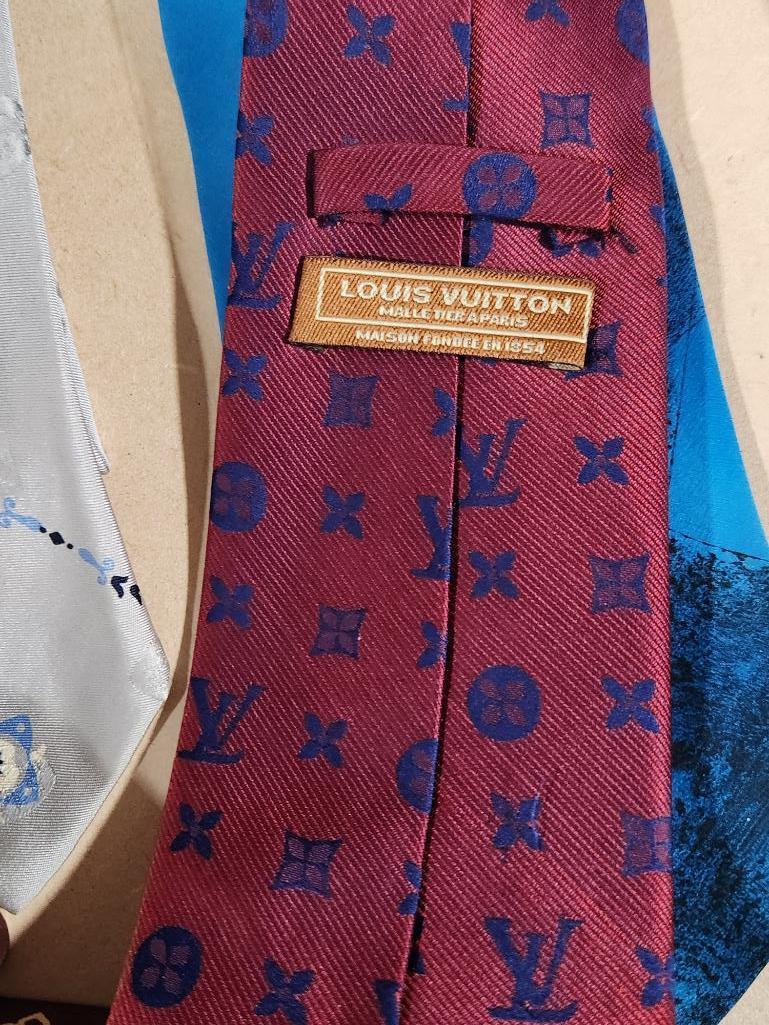 Lot of 9 Assorted Design Neck Ties - Louis Vuitton Included