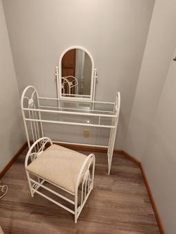 Metal Vanity, Bench and Mirror