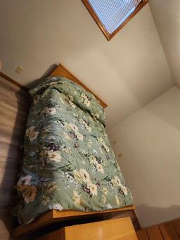 Full-Size Mid-Century Modern Bed w/ Box Spring & Mattress & Bedding