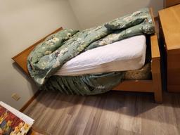 Full-Size Mid-Century Modern Bed w/ Box Spring & Mattress & Bedding