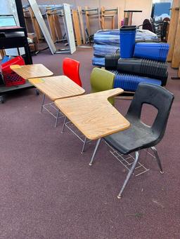 (3) Three Single Student Desks w/ Under-Chair Storage & Desk Top
