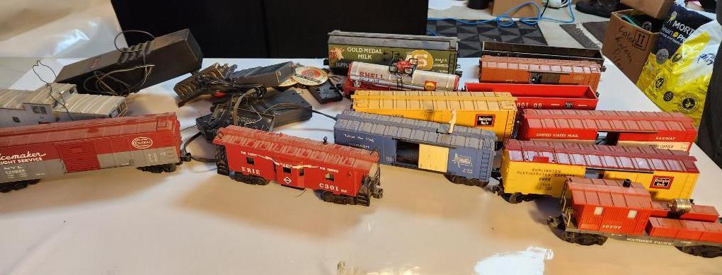 Group of Model Railroad Train Cars & Remote