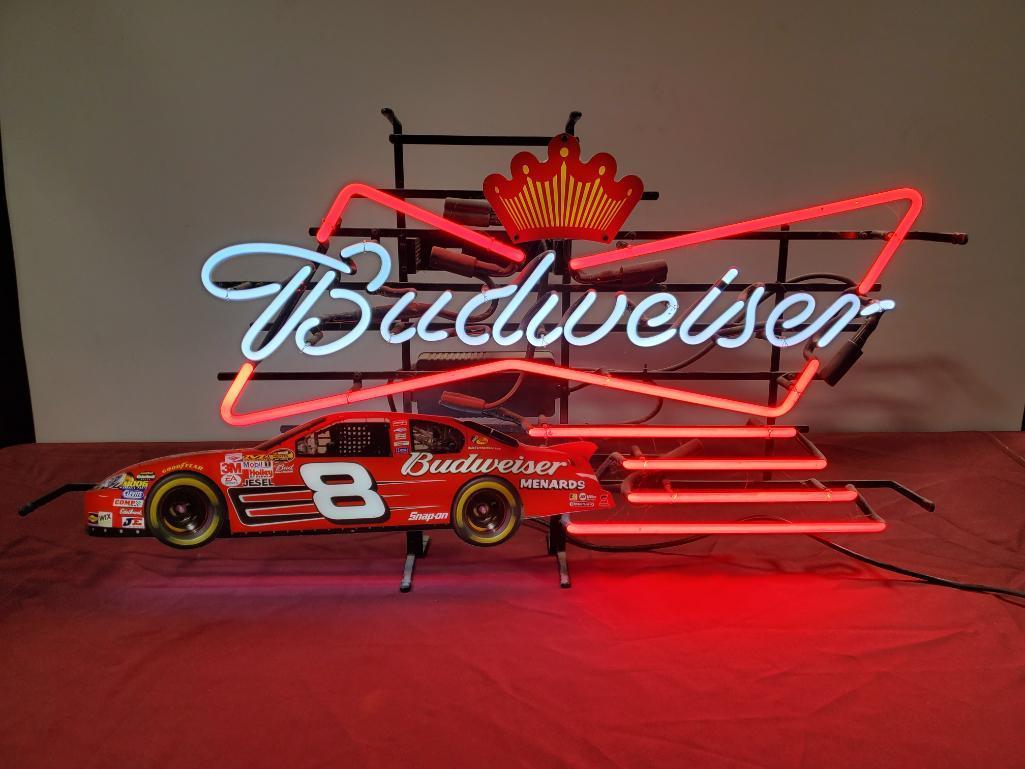 Budweiser Bud Dale Earnhardt Jr Neon Beer and NASCAR Sign