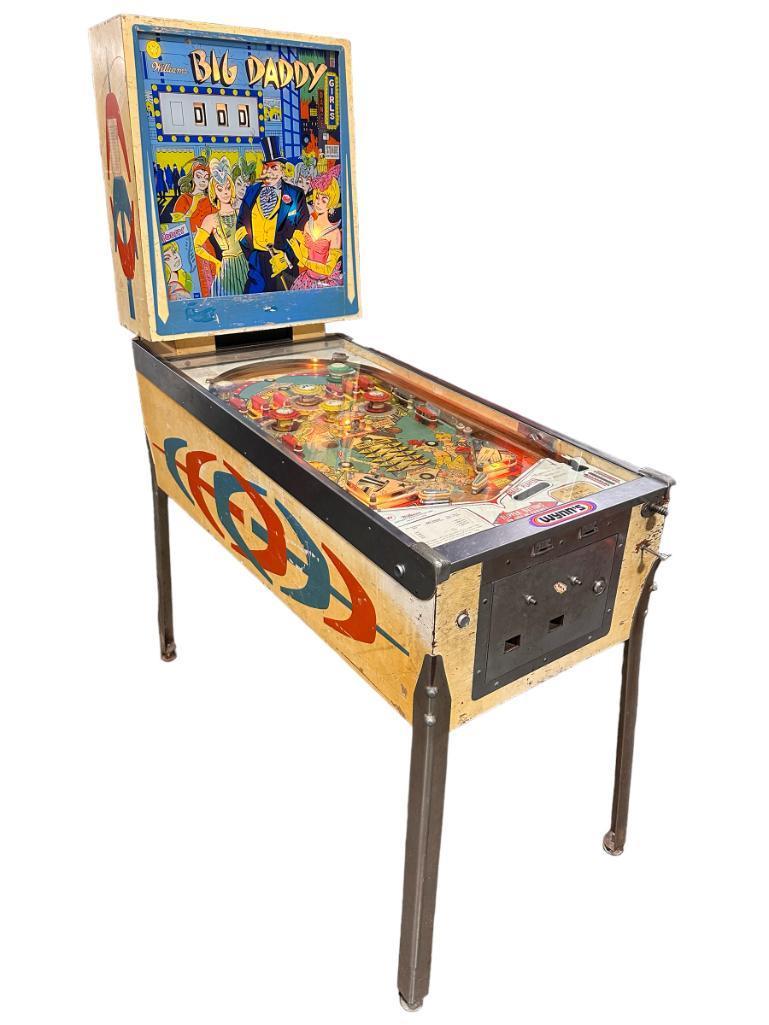 1963 Williams Big Daddy Pinball Machine, Unrestored, Working Condition, Complete w/ Schematics &