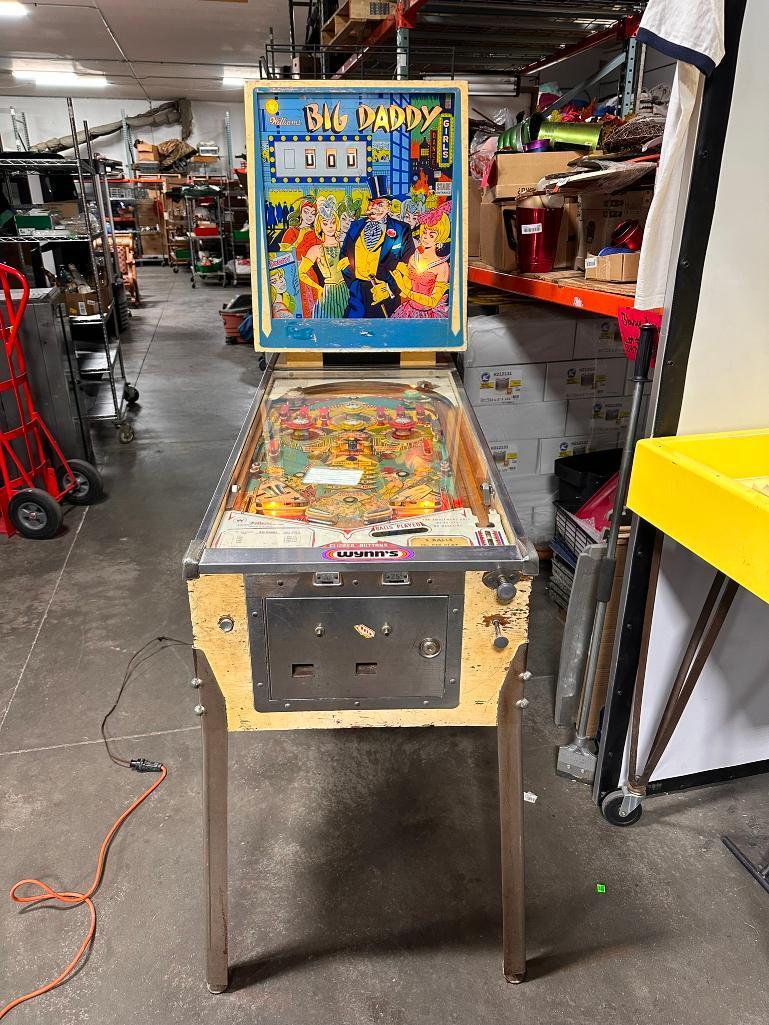 1963 Williams Big Daddy Pinball Machine, Unrestored, Working Condition, Complete w/ Schematics &