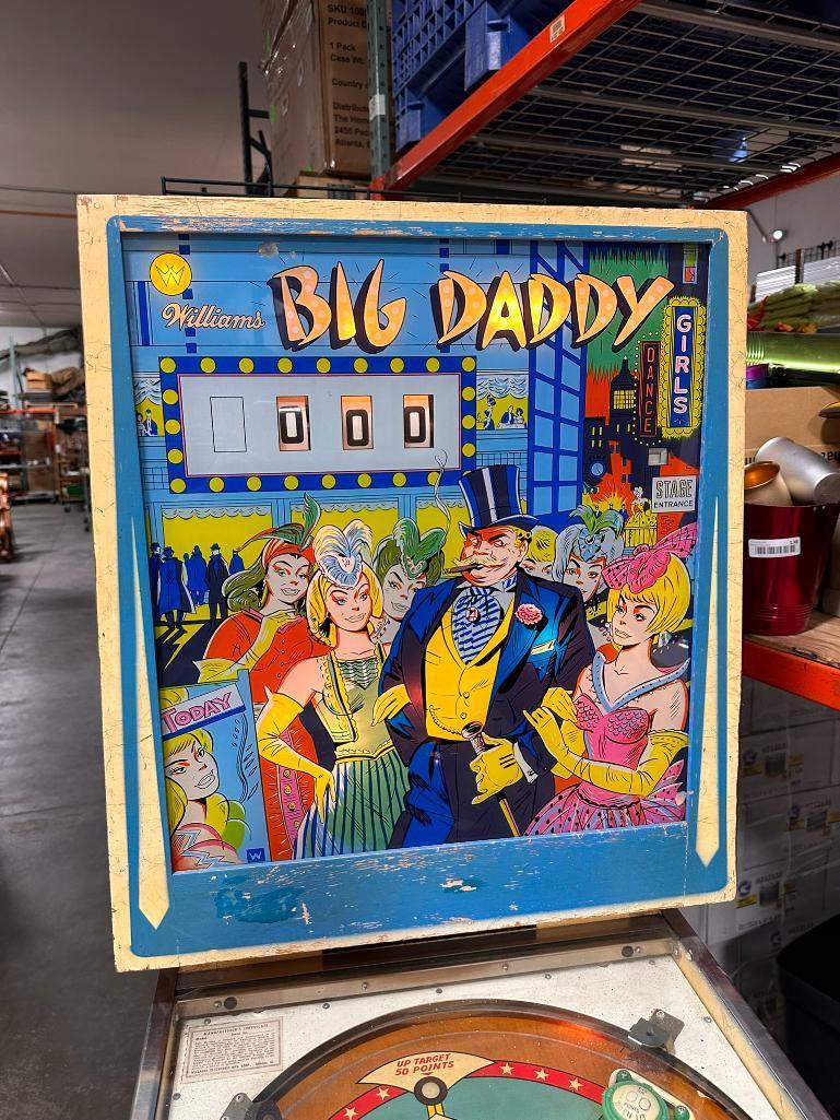 1963 Williams Big Daddy Pinball Machine, Unrestored, Working Condition, Complete w/ Schematics &