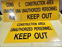 Five Construction Signs, Keep Out