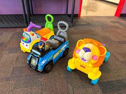 Three Kids Ride-On-Toys, Lion, Police Car and Car