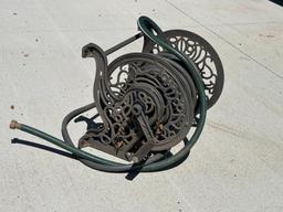 Modern, Retro Iron Hose Reel w/ Hose
