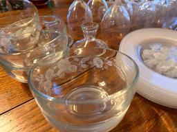 Fancy Etched Glass Dinnerware and Stemware