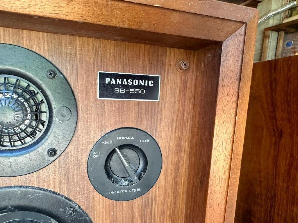 Vintage Panasonic SB-550 3-Way Speaker System, Set of Two, Restoration Needed, No Speaker Grill