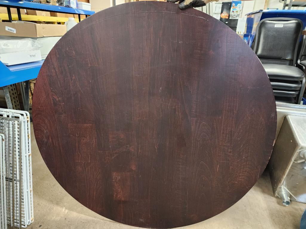 Solid Wood Round Table, Single Pedestal 48in Dia.