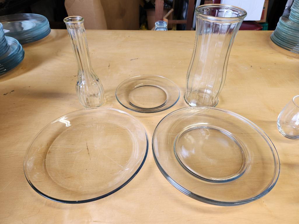 7pc Glass Vases and Plates