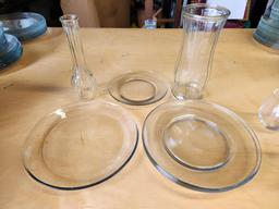 7pc Glass Vases and Plates