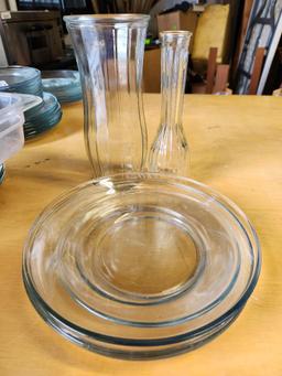 7pc Glass Vases and Plates