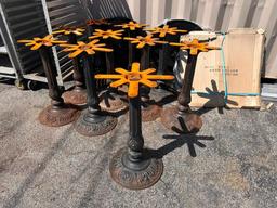 Lot of 10, HD Cast Iron Ornate Designed Table Bases, Single Pedestal, No Table Tops, Sold by the