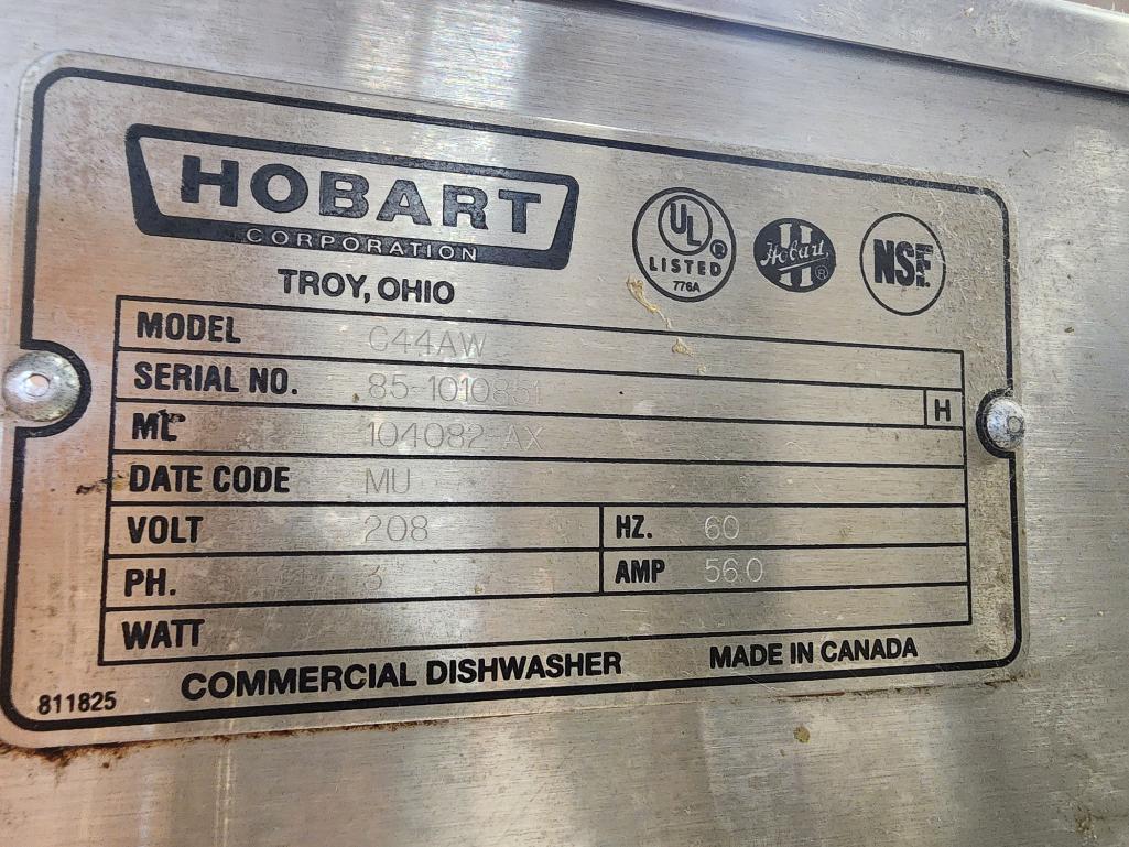 Hobart Model C44AW Pass-Through Dishwasher w/ Angled Rack Shelf, Please Inspect to Determine