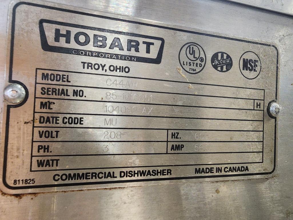 Hobart Model C44AW Pass-Through Dishwasher w/ Angled Rack Shelf, Please Inspect to Determine
