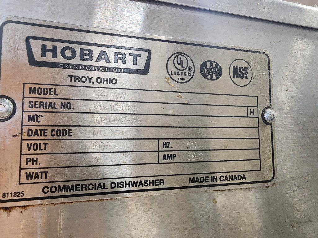 Hobart Model C44AW Pass-Through Dishwasher w/ Angled Rack Shelf, Please Inspect to Determine