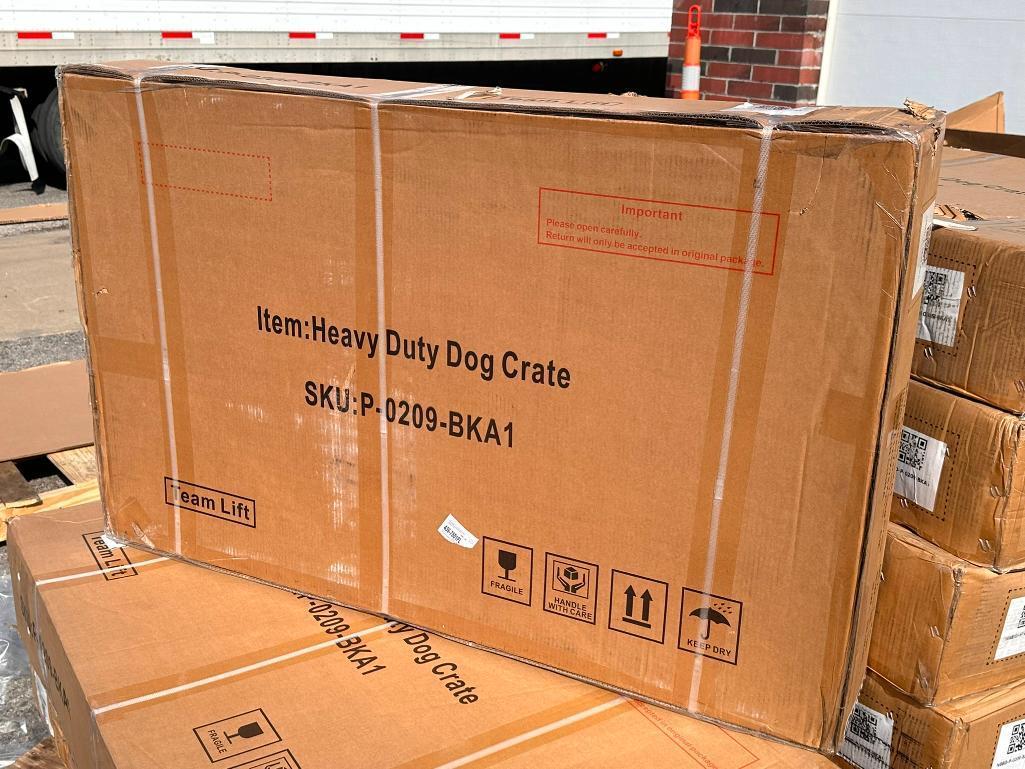 New in Box, HEAVY DUTY DOG CRATE, SKU: P-0209-BKA1 - 47.5in x 36in x 30.7in, Portable