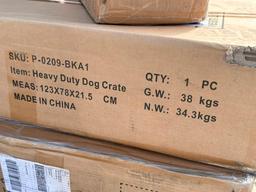 New in Box, HEAVY DUTY DOG CRATE, SKU: P-0209-BKA1 - 47.5in x 36in x 30.7in, Portable