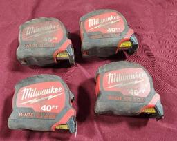 (4) Milwaukee 40 Ft Wide Blade Tape Measures