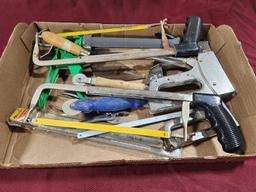 Assorted Tools; Hack Saws, Stapler, etc