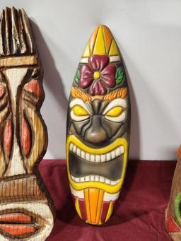 Lot of 3 Solar LED Tiki Statues