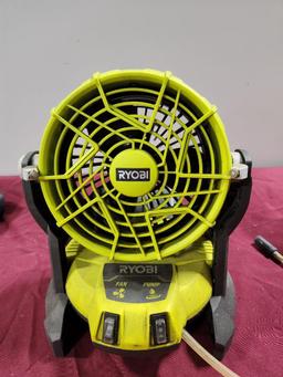 Lot of 2 Ryobi Cordless Misting Fan & Jet Fan Blower, 18v - No Batteries