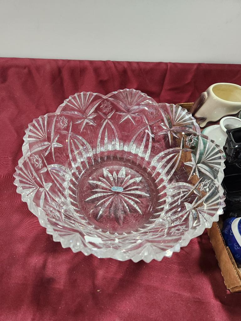 Large Crystal Bowl & Misc Decorative Items