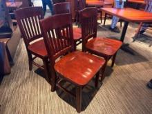 Solid Wood Restaurant Chairs, Mahogany/Walnut Stain, Slat Back, Sold 4x$, Per Chair x's Qty