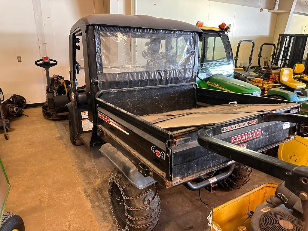2013 Gravely Treker Side by Side w/ Manual Dump Bed, Snow Blade, 855hrs, Needs Axles, Low Power