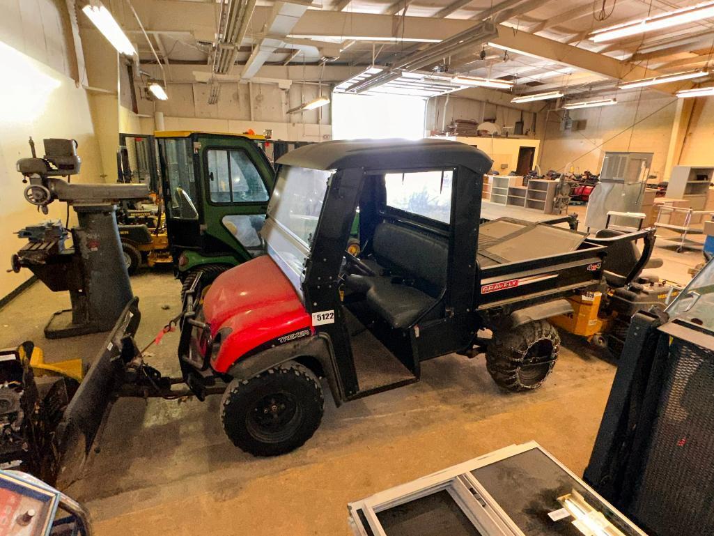 2013 Gravely Treker Side by Side w/ Manual Dump Bed, Snow Blade, 855hrs, Needs Axles, Low Power