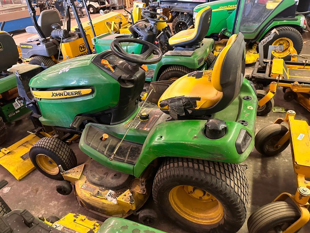 John Deere Riding Lawn Tractor, Likely Model 325, w/ Snow Plow Blade