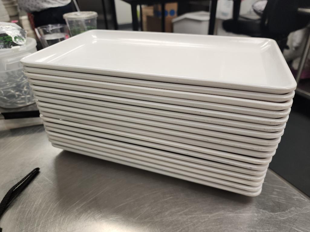 18 Qty. Rectangular Melamine Plates, 12in x 7in, NSF