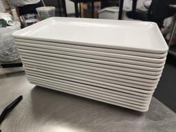 18 Qty. Rectangular Melamine Plates, 12in x 7in, NSF