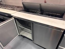 Delfield Welbilt 444SNP-12 2-Door, 2-Hinged Top Refrigerated Sandwich/Salad Prep Table on Mobile