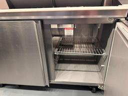 Delfield Welbilt 444SNP-12 2-Door, 2-Hinged Top Refrigerated Sandwich/Salad Prep Table on Mobile