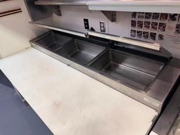 Delfield Welbilt 72in Sandwich / Salad Refrigerated Prep Table, 4-Drawer, 2 Hinge Tops, Mobile Base