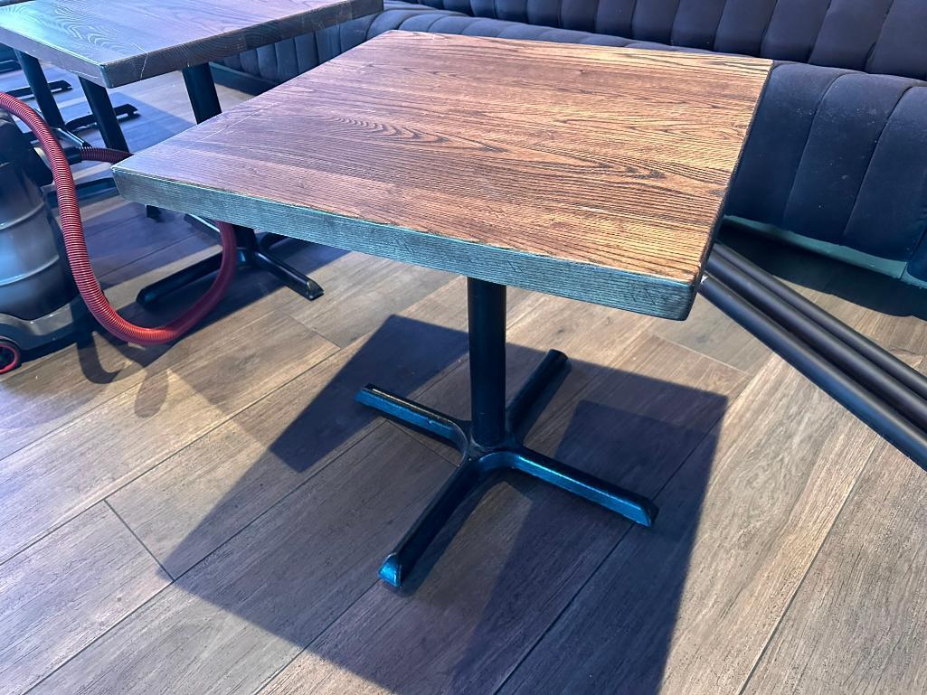 Restaurant Table, Solid Wood Top, Single Pedestal Base, 30in x 24in x 30in H