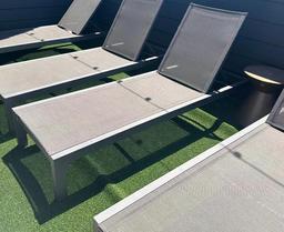 Patio Lounger w/ Adjustable Back Rest, Metal Frame, All-Weather Fabric, Heavy-Duty/Lightweight