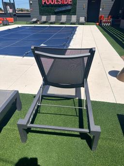 Patio Lounger w/ Adjustable Back Rest, Metal Frame, All-Weather Fabric, Heavy-Duty/Lightweight