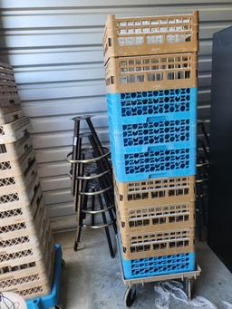Several Dish Racks on Dish Rack Dolly