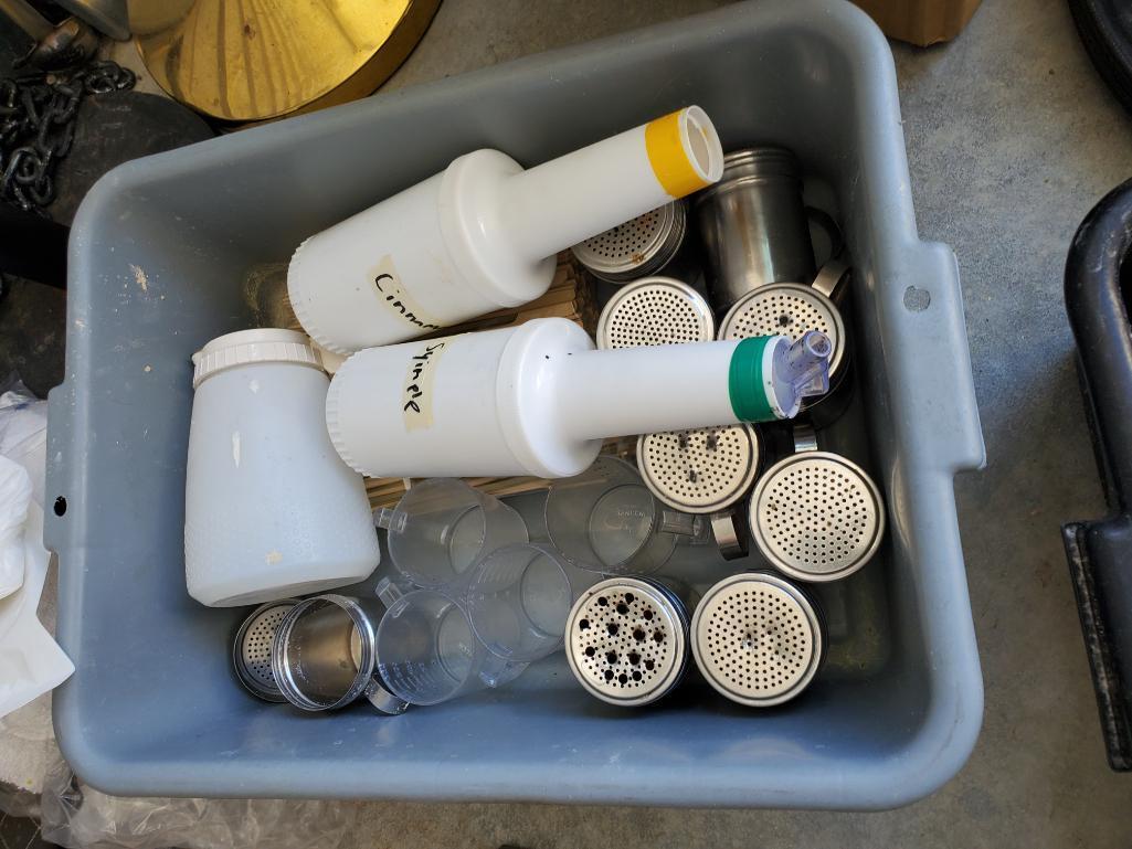 Misc. Grouping of Food Service Supplies, Shakers, Pourers, Wire Pads, Candle Holders and More