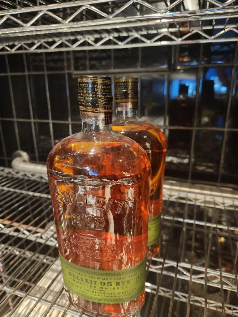 2 Bottles of Bulleit 95 Rye Bourbon 1L