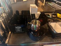 Large Group of Bar Supplies, Beer Buckets, Jack Daniels Fruit Tray, Napkin Holders, Bar Tender